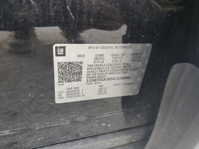 1GNERGKW5KJ150065 - 2019 CHEVROLET TRAVERSE LT Schwarz Foto 13