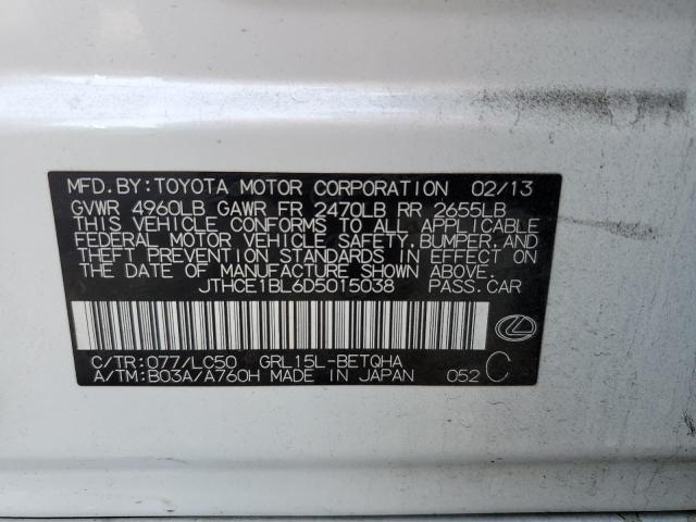 JTHCE1BL6D5015038 - 2013 LEXUS GS 350 WHITE photo 13