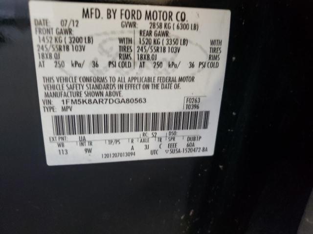 1FM5K8AR7DGA80563 - 2013 FORD EXPLORER POLICE INTERCEPTOR BLACK photo 13