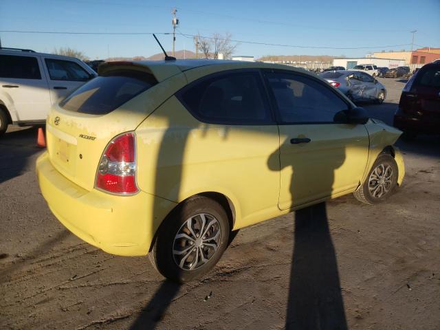 KMHCM36C79U109089 - 2009 HYUNDAI ACCENT GS YELLOW photo 3