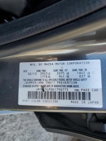 JM1BL1LP0D1798773 - 2013 MAZDA 3 I ნაცრისფერი ფოტო 12