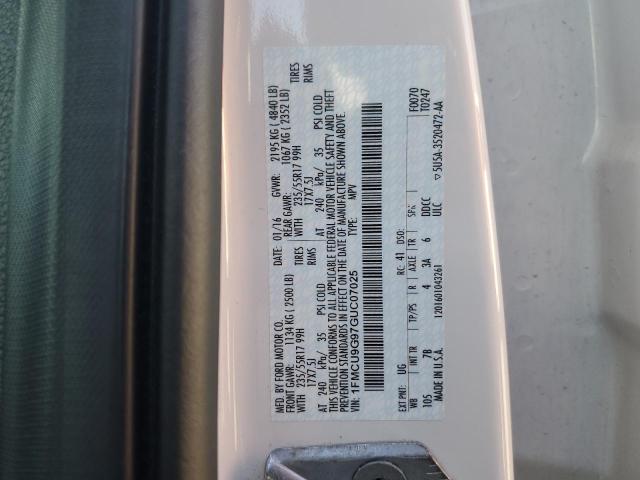 1FMCU9G97GUC07025 - 2016 FORD ESCAPE SE 白色 照片 13