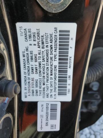 2HGFC2F54GH512240 - 2016 HONDA CIVIC LX Schwarz Foto 12