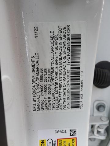 19UUB5F53PA000012 - 2023 ACURA TLX TECH A WHITE photo 12