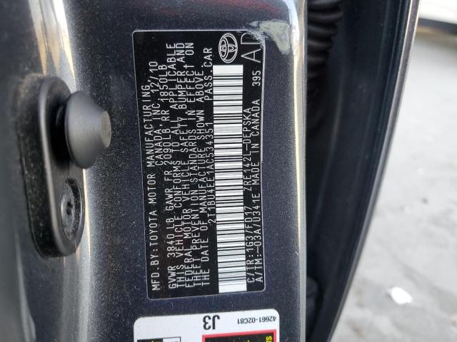 2T1BU4EE1AC534351 - 2010 TOYOTA COROLLA BASE 灰色 照片 12