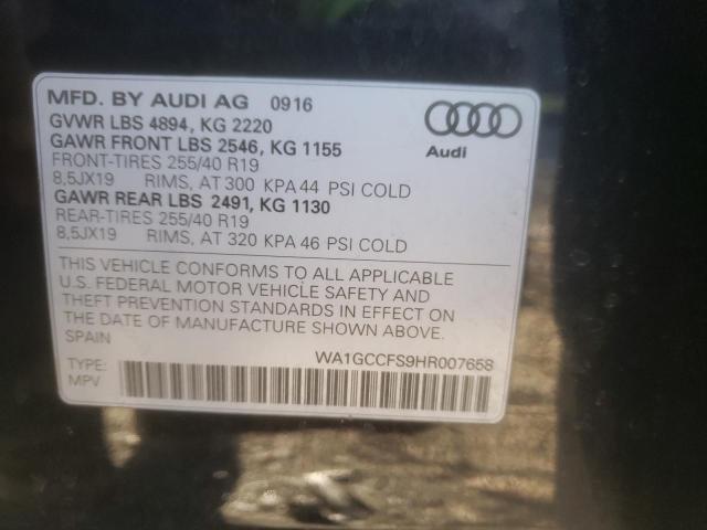 WA1GCCFS9HR007658 - 2017 AUDI Q3 PRESTIGE BLACK photo 13