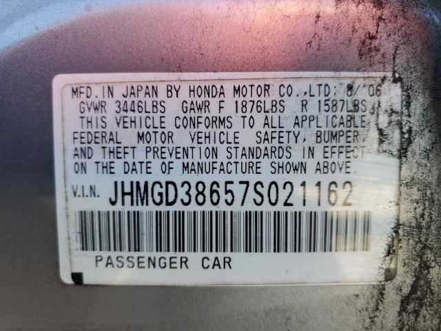 JHMGD38657S021162 - 2007 HONDA FIT S 灰色 照片 13