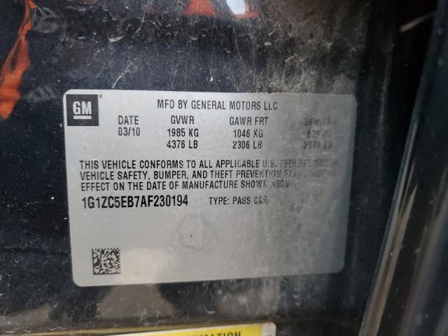 1G1ZC5EB7AF230194 - 2010 CHEVROLET MALIBU 1LT Qara foto 12