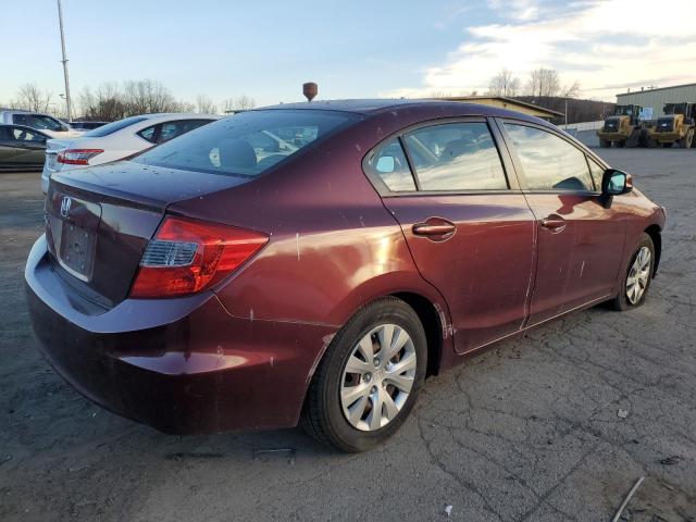 2HGFB2F5XCH590129 - 2012 HONDA CIVIC LX BURGUNDY photo 3