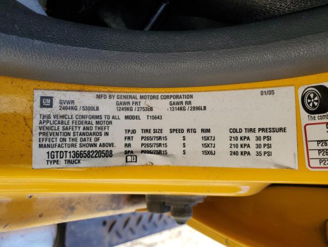 1GTDT136658220508 - 2005 GMC CANYON YELLOW photo 13