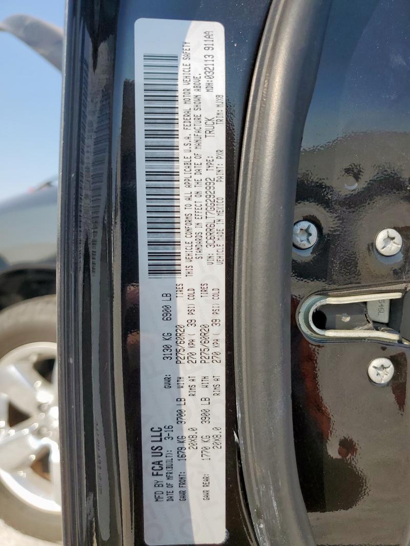 3C6RR6LT7GG292992 - 2016 RAM 1500 SLT BLACK photo 12