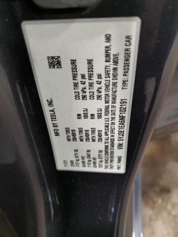 5YJ3E1EA6NF102191 - 2022 TESLA MODEL 3 CHARCOAL photo 12