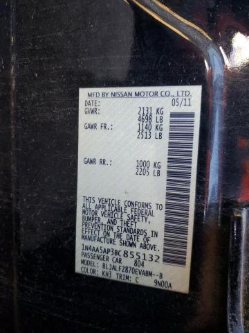 1N4AA5AP3BC855132 - 2011 NISSAN MAXIMA S შავი ფოტო 12