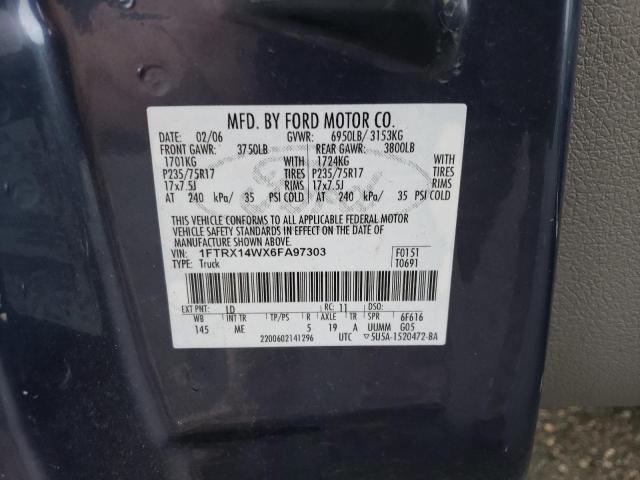 1FTRX14WX6FA97303 - 2006 FORD F150 BLUE photo 12