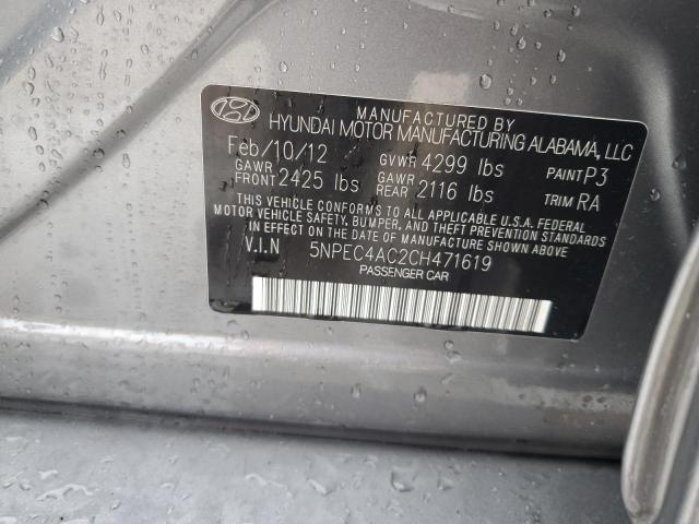 5NPEC4AC2CH471619 - 2012 HYUNDAI SONATA SE 灰色 照片 12