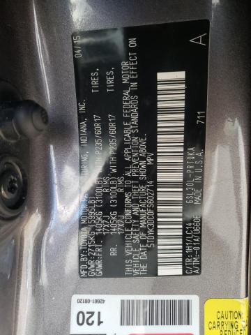 5TDYK3DC0FS602714 - 2015 TOYOTA SIENNA XLE CHARCOAL photo 13