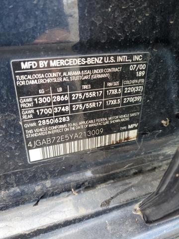 4JGAB72E5YA213009 - 2000 MERCEDES-BENZ ML 430 Mavi foto 12