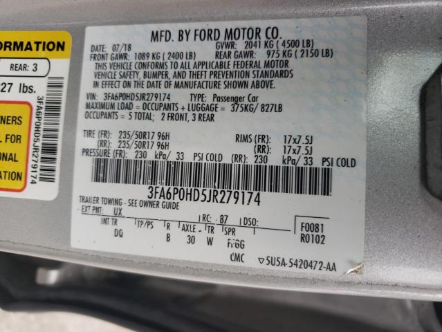 3FA6P0HD5JR279174 - 2018 FORD FUSION SE 银色 照片 12