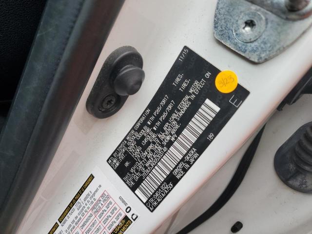 JTEBU5JR0G5303148 - 2016 TOYOTA 4RUNNER SR5/SR5 PREMIUM WHITE photo 10