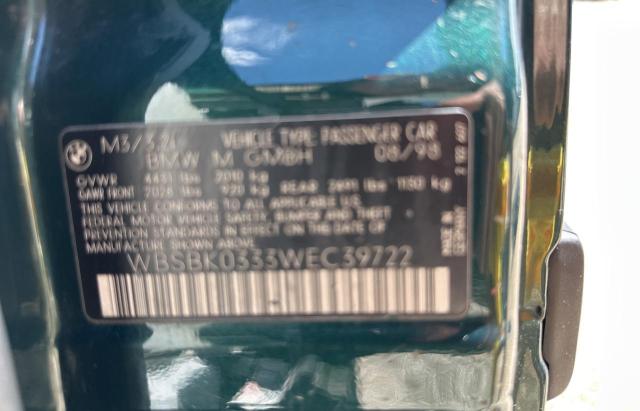 WBSBK0333WEC39722 - 1998 BMW M3 AUTOMATIC GREEN photo 10