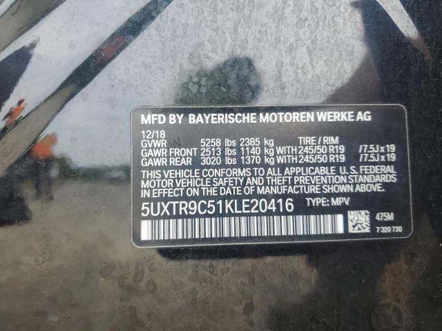 5UXTR9C51KLE20416 - 2019 BMW X3 XDRIVE30I BLACK photo 10