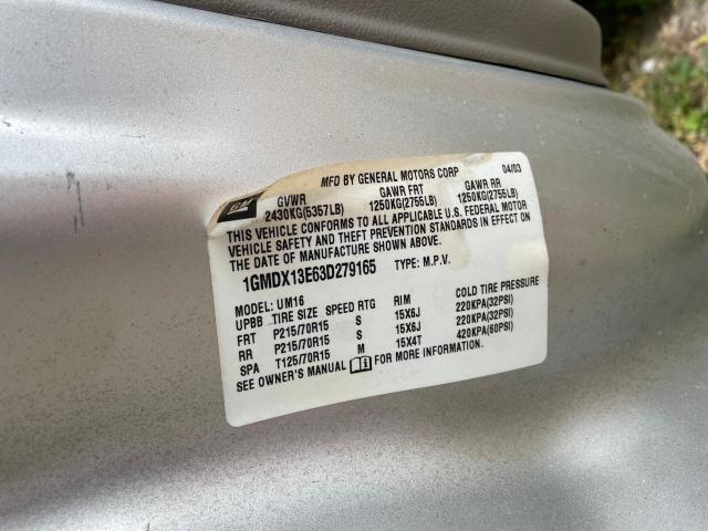 1GMDX13E63D279165 - 2003 PONTIAC MONTANA LUXURY SILVER photo 10