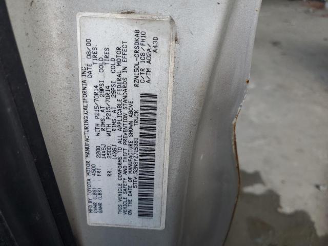 5TEVL52N8YZ715381 - 2000 TOYOTA TACOMA XTRACAB Szary zdjęcie 12