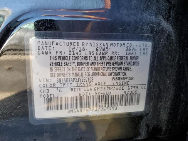 3N1AB7AP2JY269193 - 2018 NISSAN SENTRA S 黑色 照片 12