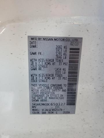 5N1AR2MN1DC650127 - 2013 NISSAN PATHFINDER S WHITE photo 13