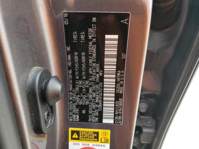 5TDKKRFH7GS157326 - 2016 TOYOTA HIGHLANDER XLE Gris foto 13