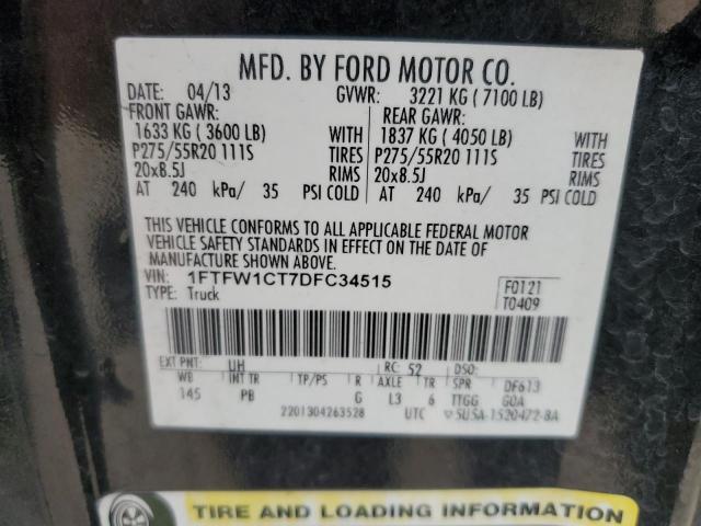 1FTFW1CT7DFC34515 - 2013 FORD F150 SUPERCREW BLACK photo 12