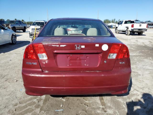 2HGES26744H524500 - 2004 HONDA CIVIC EX BURGUNDY photo 6