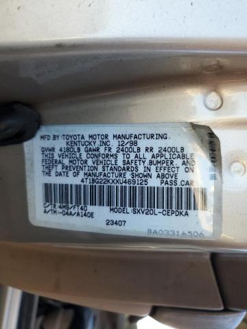 4T1BG22KXXU469125 - 1999 TOYOTA CAMRY CE GOLD photo 12