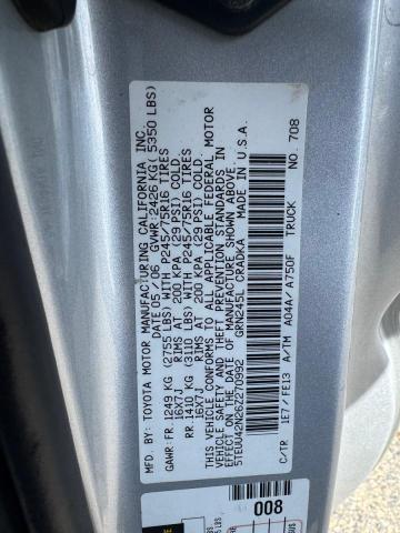 5TEUU42N26Z270992 - 2006 TOYOTA TACOMA ACCESS CAB ვერცხლისფერი ფოტო 12