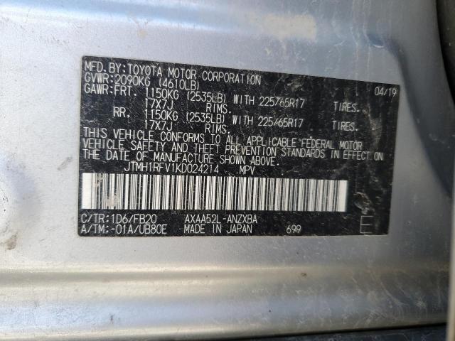 JTMH1RFV1KD024214 - 2019 TOYOTA RAV4 LE SILVER photo 13