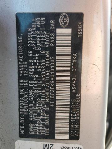 4T1BF3EK9AU101305 - 2010 TOYOTA CAMRY BASE 银色 照片 12