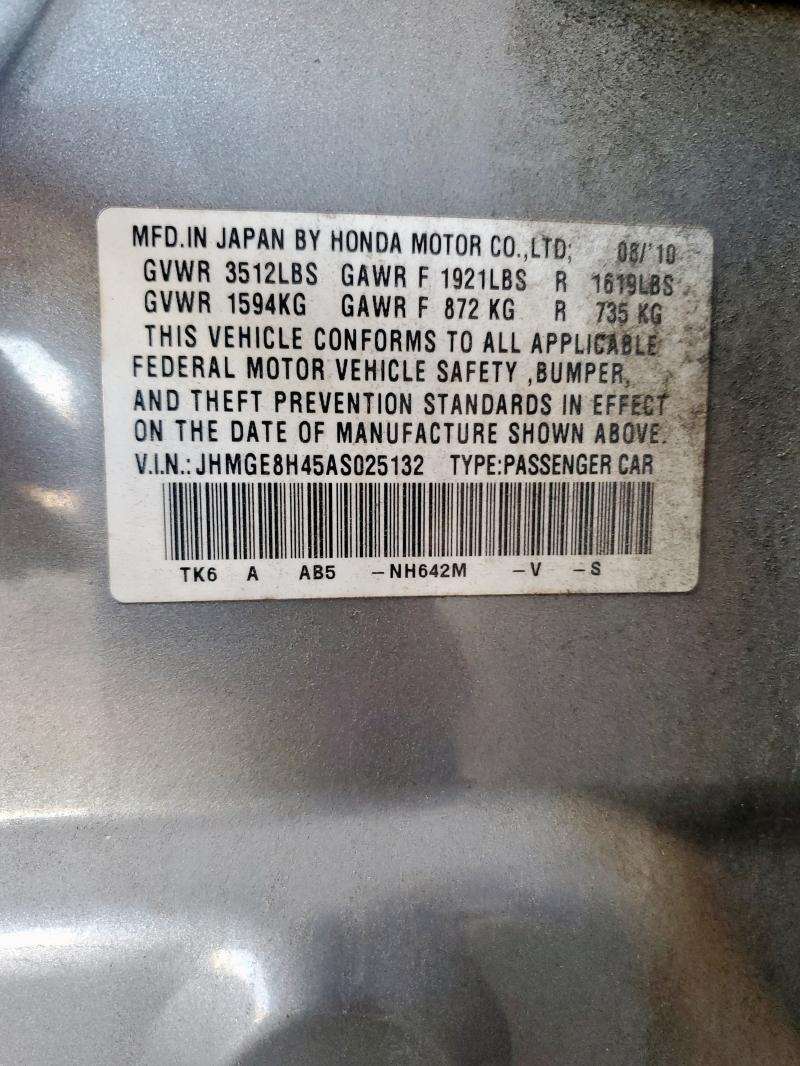 JHMGE8H45AS025132 - 2010 HONDA FIT SPORT Gümüş foto 12