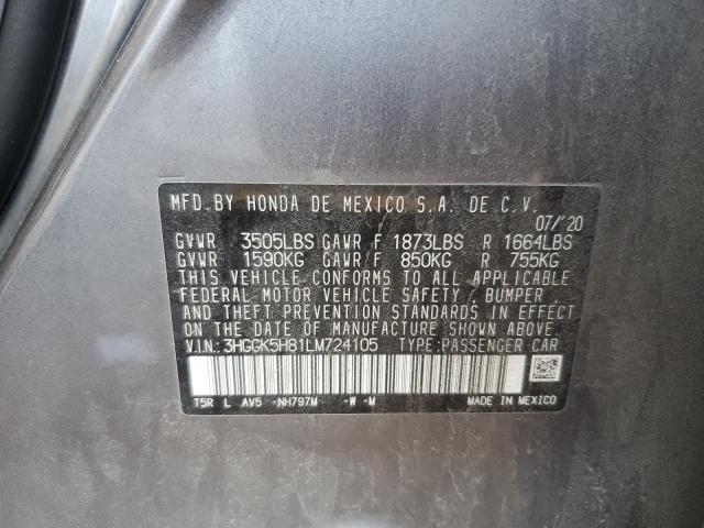 3HGGK5H81LM724105 - 2020 HONDA FIT EX 灰色 照片 12