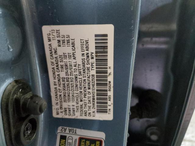 2HKRM4H51EH632938 - 2014 HONDA CR-V EX BLUE photo 13