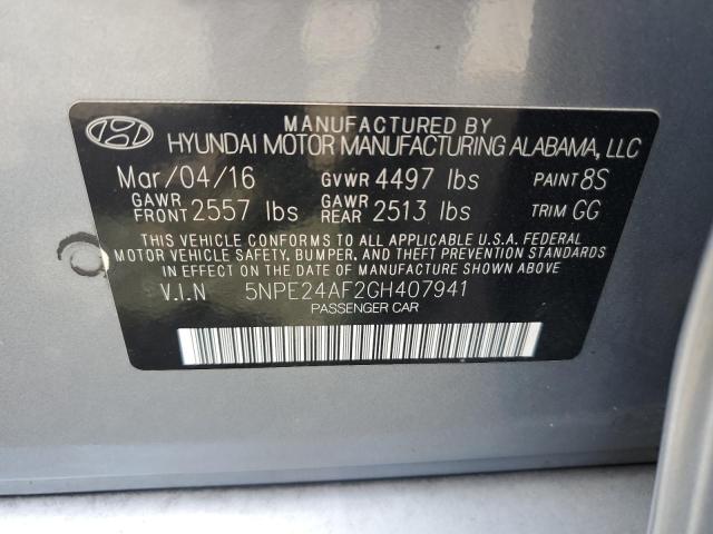5NPE24AF2GH407941 - 2016 HYUNDAI SONATA SE 灰色 照片 12