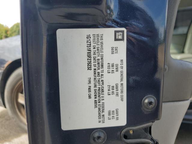 1G1ZT51FX6F276232 - 2006 CHEVROLET MALIBU LT BLUE photo 12