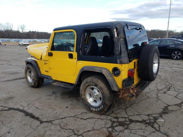 1J4FA49S4YP802373 - 2000 JEEP WRANGLER / SPORT YELLOW photo 2