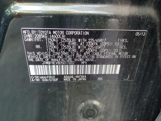 JTMBFREV8D5017332 - 2013 TOYOTA RAV4 LE GREEN photo 13