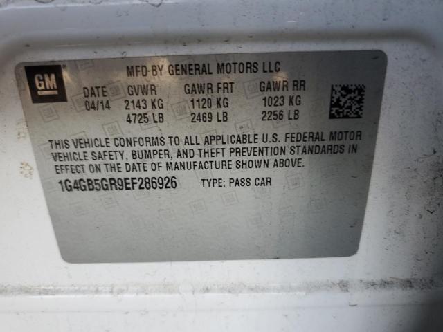 1G4GB5GR9EF286926 - 2014 BUICK LACROSSE 白色 照片 12