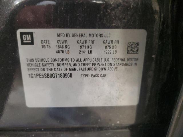 1G1PE5SB0G7180960 - 2016 CHEVROLET CRUZE LIMI LT BLACK photo 12