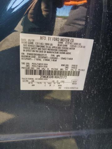 2FMGK5D81KBA22172 - 2019 FORD FLEX LIMITED BLACK photo 12