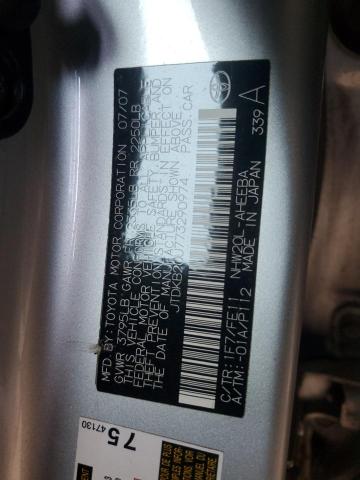 JTDKB20U773290974 - 2007 TOYOTA PRIUS SILVER photo 12