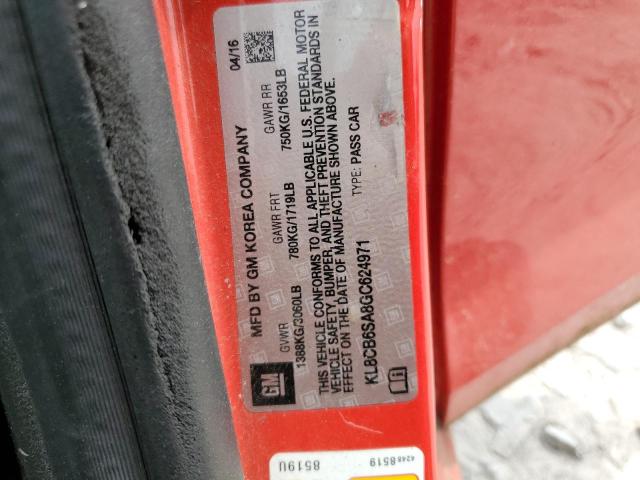 KL8CB6SA8GC624971 - 2016 CHEVROLET SPARK LS RED photo 12