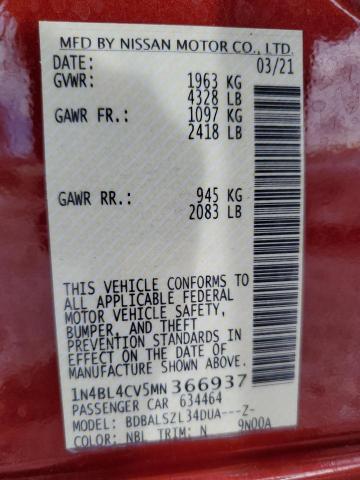 1N4BL4CV5MN366937 - 2021 NISSAN ALTIMA SR RED photo 13