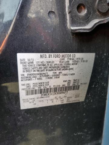 2FMGK5CC0CBD09672 - 2012 FORD FLEX SEL BLUE photo 12